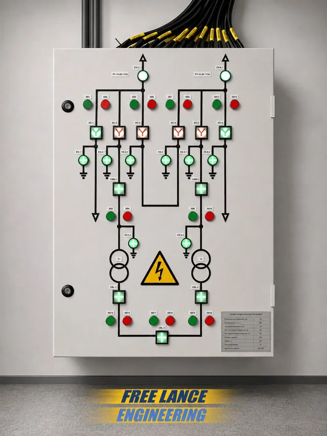 Bus-coupler control panel for 10 kV switchgear with mimic diagram